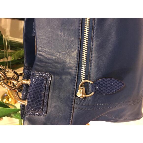 Authentic COACH Penelope Carryall Blue Leather Tote Handbag Purse 16531 (PU500 - Picture 4 of 13